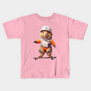 Marmot balancing on a skateboard Kids T-Shirt